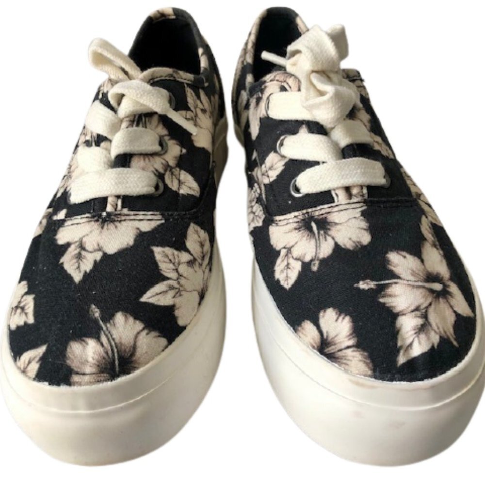 Billabong Coastlines Floral Sneakers Hibiscus -  Black/White - 7